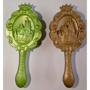Disney Parks Princess Hair 3 inch Brush Doll Lot of 2 Green & Gold